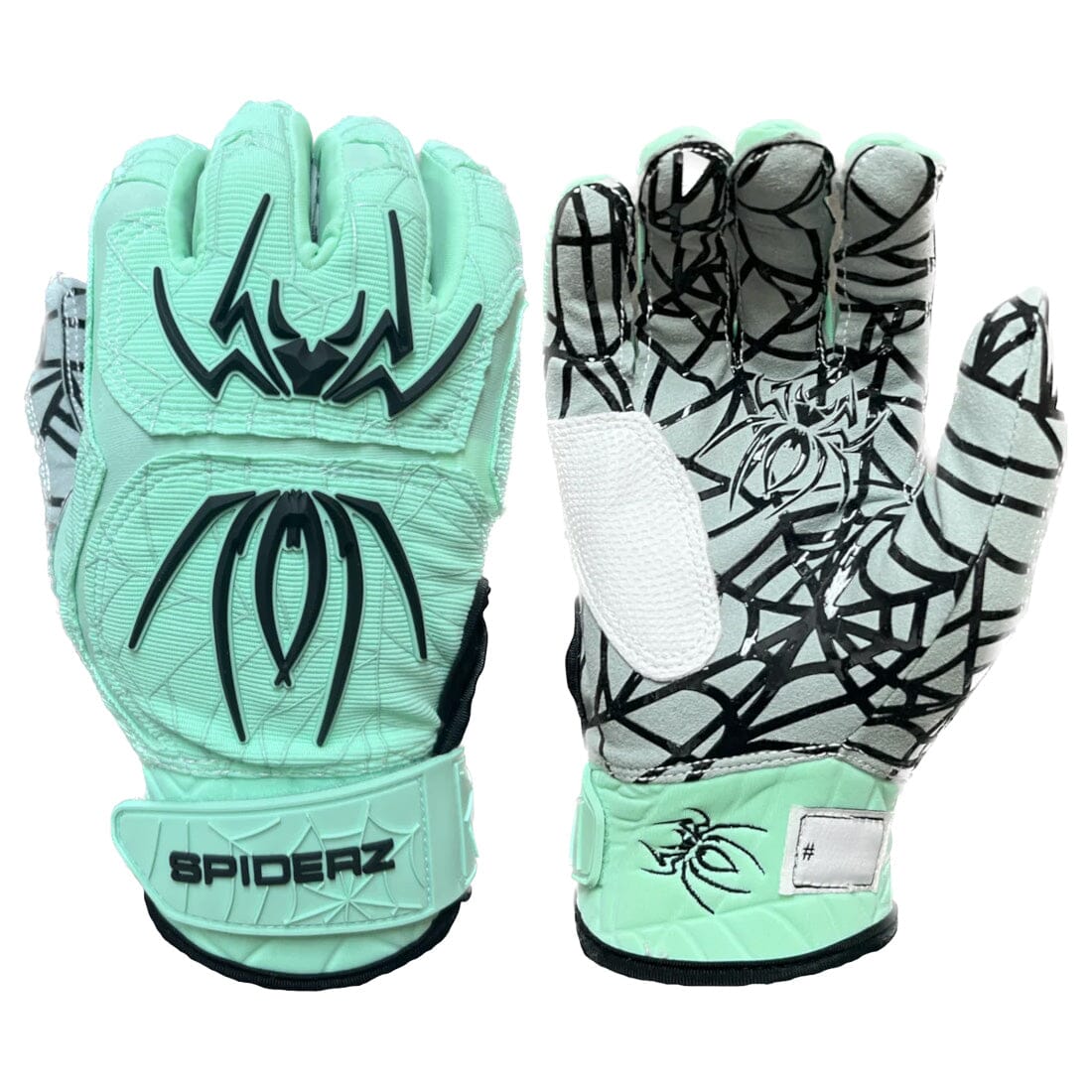 2024 Spiderz Hybrid Batting Gloves: Mint and Black