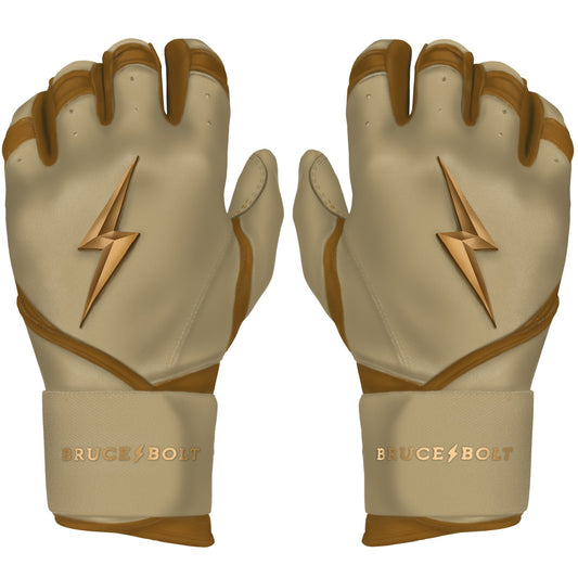 Bruce Bolt PREMIUM PRO Gold Series Batting Gloves: Long Cuff