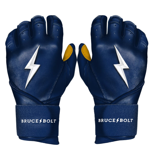 Bruce Bolt PREMIUM PRO Long Cuff Batting Gloves: Navy