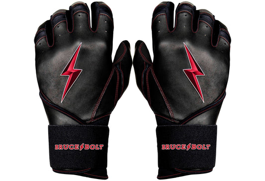 Bruce Bolt PREMIUM PRO TC42 Series Long Cuff Batting Gloves: Black