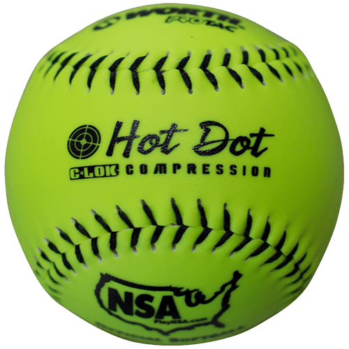 Worth 11" Hot Dot NSA Slowpitch Softballs 52/275 (Dozen): NO11SY