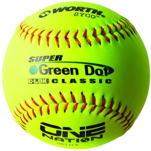 Worth 11" One Nation Green Dot Slowpitch Softballs (Dozen): ON11CY