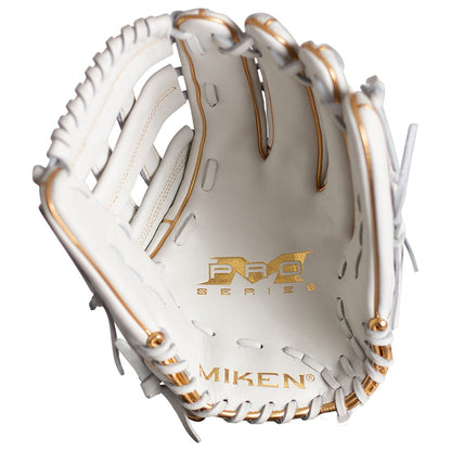 Miken Gold Pro Series 13" White Slowpitch Softball Fielding Glove: PRO130-WG