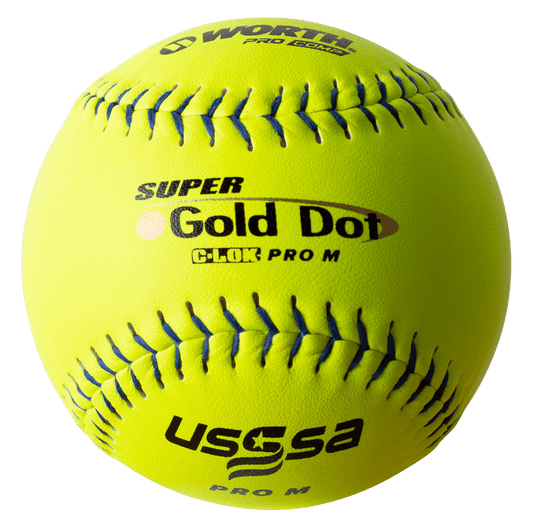 Worth 12" Super Gold Dot PRO M USSSA Slowpitch Softballs (Dozen): UM12CY