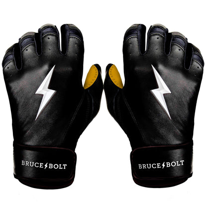 Bruce Bolt PREMIUM PRO Short Cuff Batting Gloves: Black