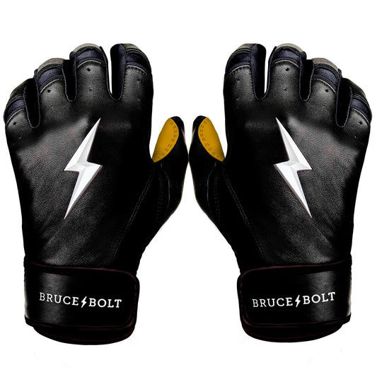 Bruce Bolt PREMIUM PRO Short Cuff Batting Gloves: Black