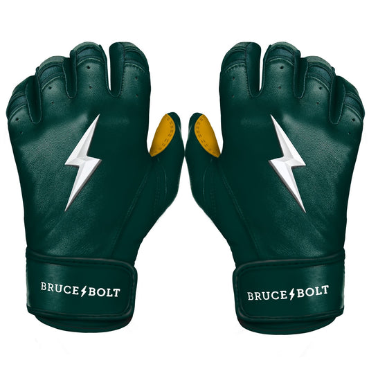 Bruce Bolt PREMIUM PRO Short Cuff Batting Gloves: GREEN