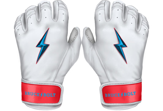 Bruce Bolt PREMIUM PRO BRINSON Series Short Cuff Batting Gloves: White