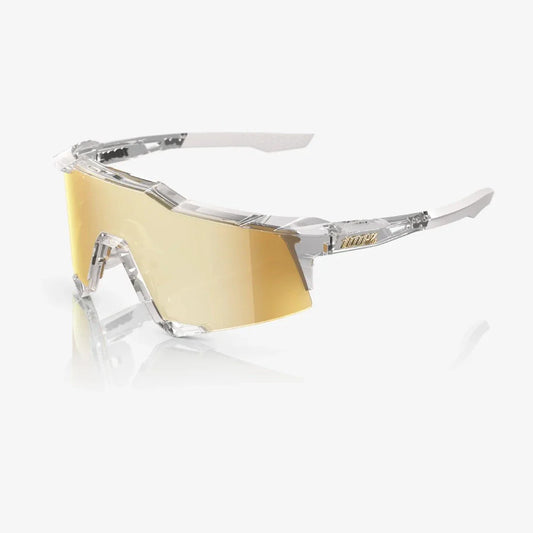 100% SPEEDCRAFT LE  " Money Mike 24 " Sunglasses Polished Crystal Clear - Signature Gold HiPER Lens