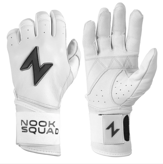 Squad Series Double Wrap Cuff Cabretta Leather Batting Gloves - White