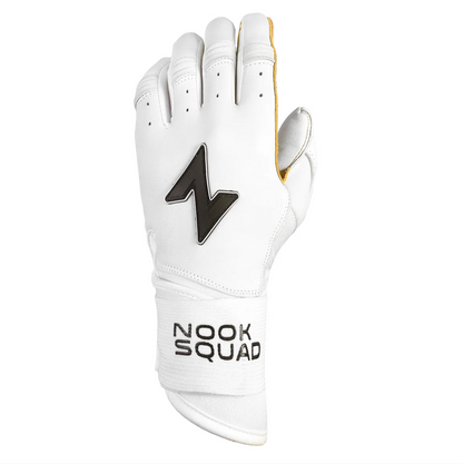 Squad Series Double Wrap Cuff Cabretta Leather Batting Gloves - White & Vegas Gold