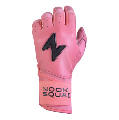 Squad Series Double Wrap Cuff Cabretta Leather Batting Gloves - Pink & White