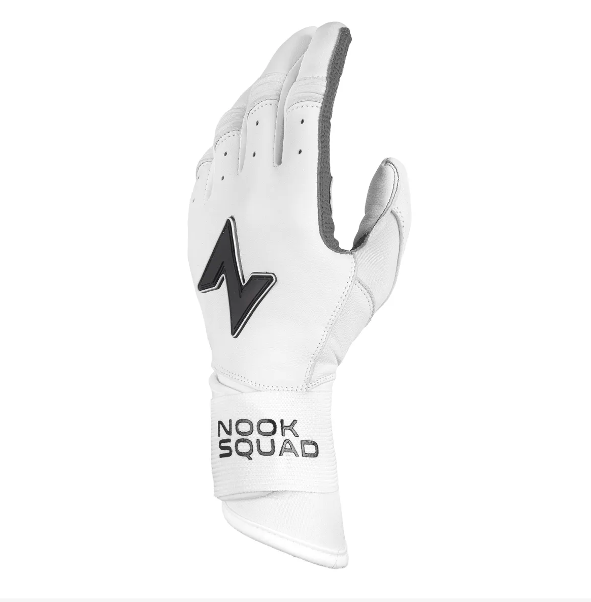 Squad Series Double Wrap Cuff Cabretta Leather Batting Gloves - White & Grey