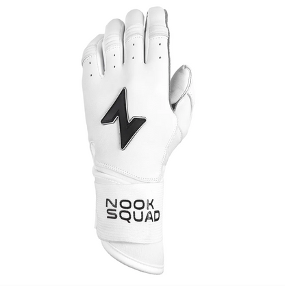 Squad Series Double Wrap Cuff Cabretta Leather Batting Gloves - White & Grey