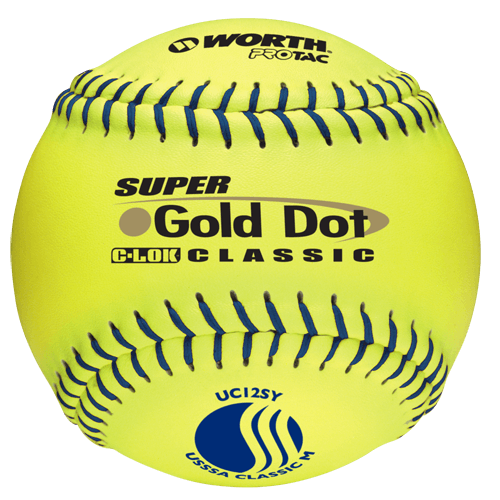 Worth 12" USSSA Super Gold Dot Classic M Softballs (Dozen): UC12SY