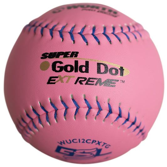 Worth Pink 12" GSL Super Gold Dot Extreme 40/325 Slowpitch Softballs (Dozen): WUC12CPXTG