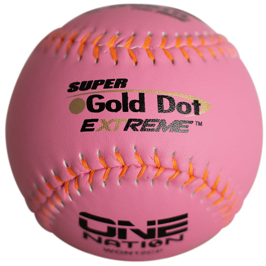 Worth Pink 12" One Nation Super Gold Dot Extreme 40/325 Slowpitch Softballs (One Dozen): WON12CP