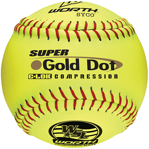 Worth 12" Super Gold Dot WSL Slowpitch Softballs (Dozen): YS44WSLC