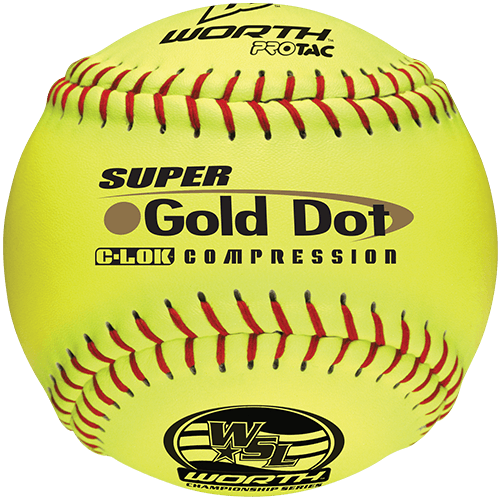 Worth 12" Super Gold Dot WSL Slowpitch Softballs (Dozen): YS44WSLS