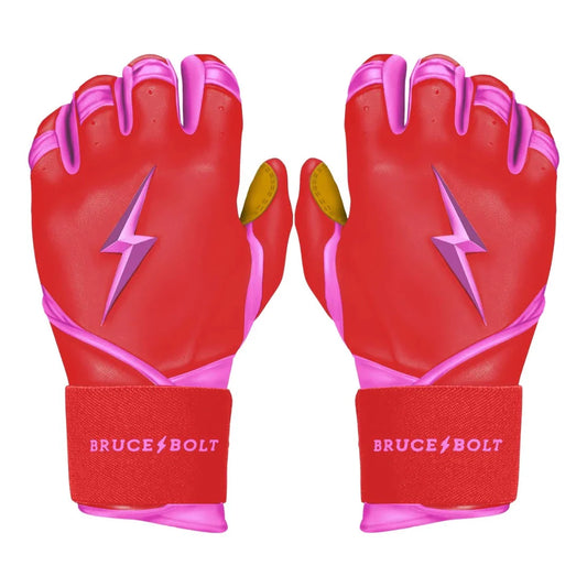 Bruce Bolt PREMIUM PRO BADER Series Long Cuff Batting Gloves: Pink