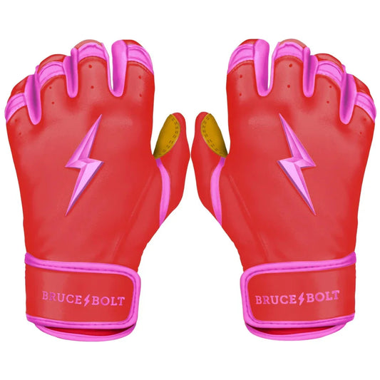 Bruce Bolt PREMIUM PRO BADER Series Short Cuff Batting Gloves: Pink