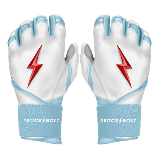 Bruce Bolt PREMIUM PRO Happ Long Cuff Batting Gloves: White