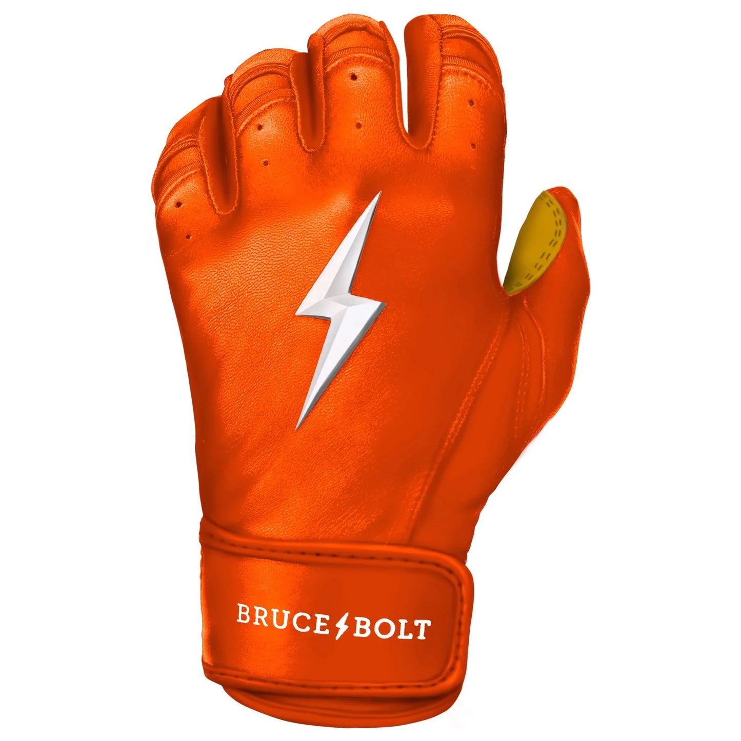 Bruce Bolt PREMIUM PRO Short Cuff Batting Gloves: Orange