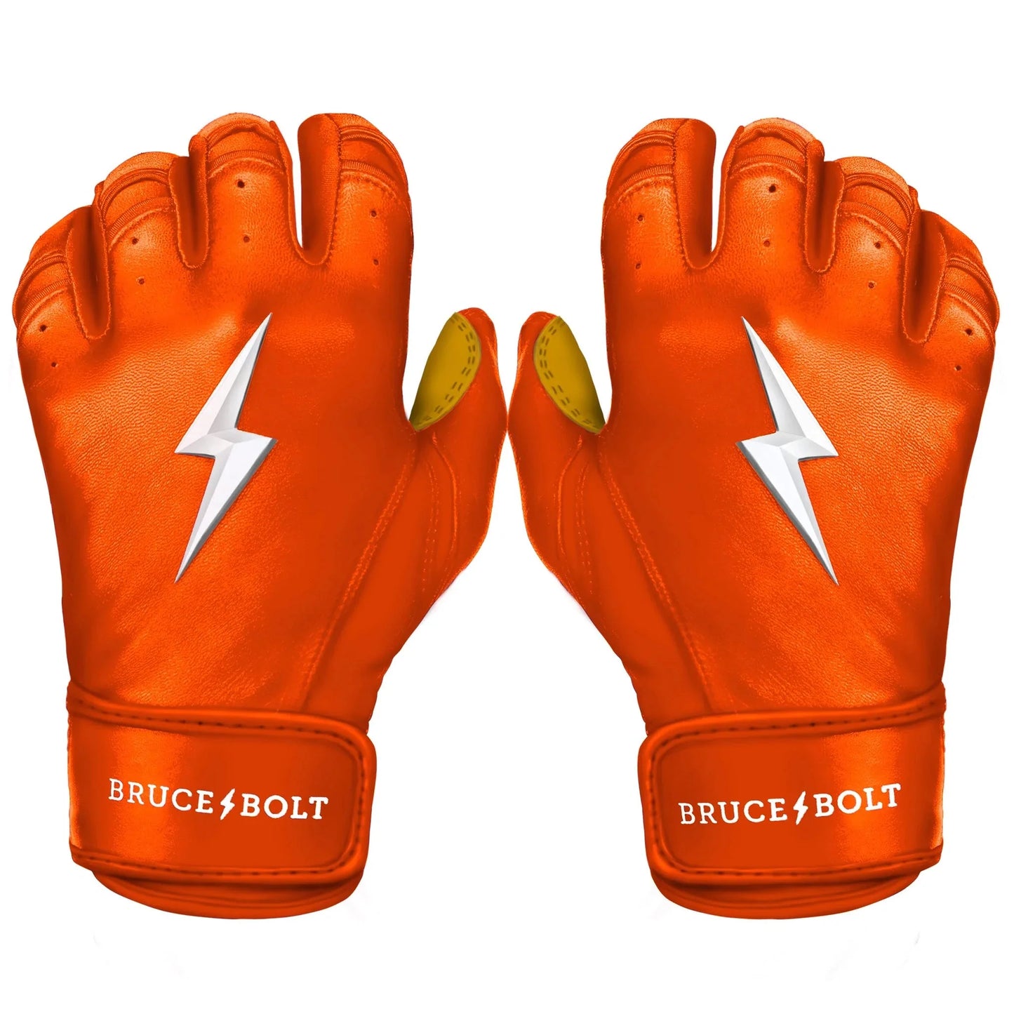 Bruce Bolt PREMIUM PRO Short Cuff Batting Gloves: Orange