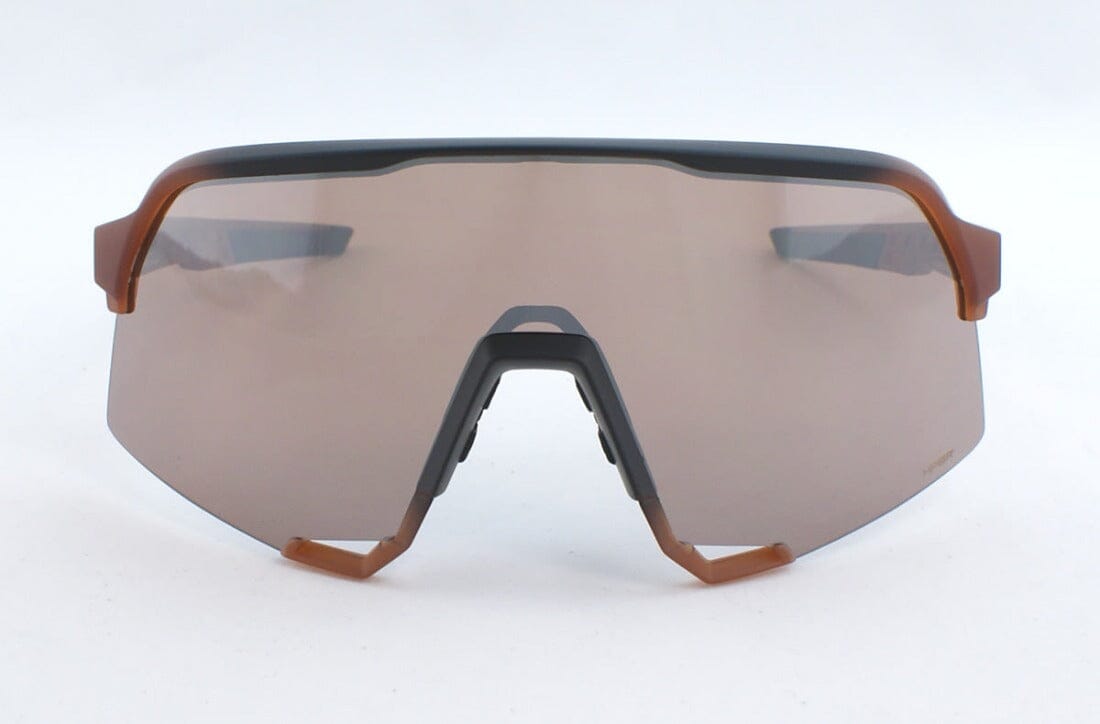 100% S3 Sunglasses Matte Translucent Brown Fade - HiPER Silver Mirror Lens