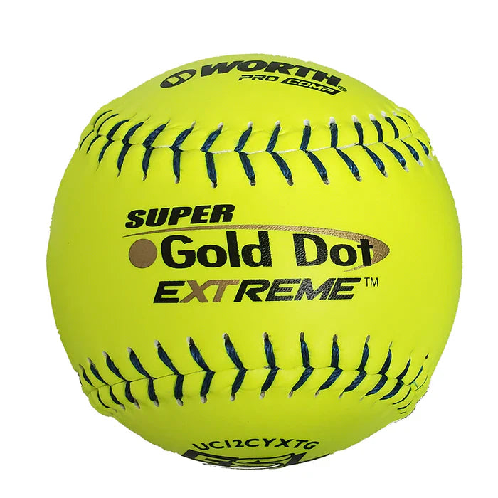 Worth 12" Super Gold Dot Extreme GSL Classic M Softballs (Dozen): UC12CYXTG